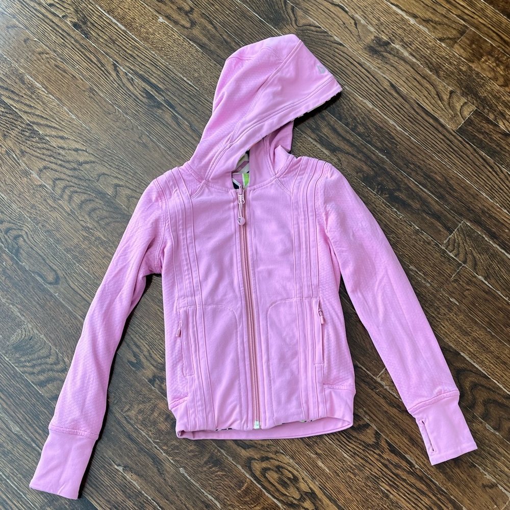 Ivivva/Lululemon reversible full-zip hoodie jacket.